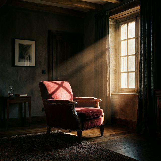 A red chair in sunlight
